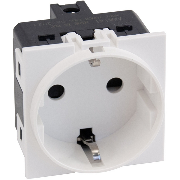 

Розетка 220V с/з со шторками винтовой зажим 16A (белый матовый) Meiton AW4141, AW4141