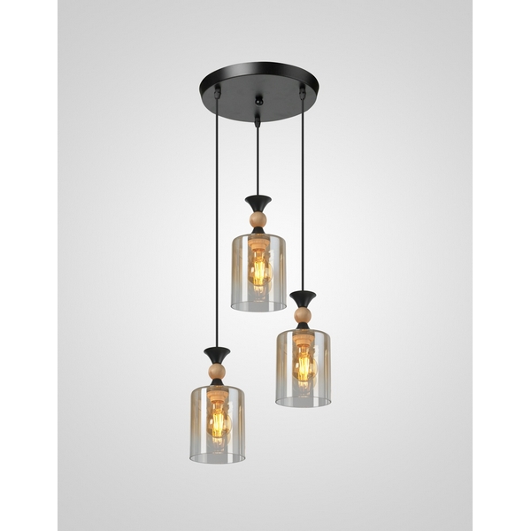 

Подвесной светильник Мелодия Света Scandi PS8717-3 BK+Wood 000060440, Янтарный, Scandi 000060440