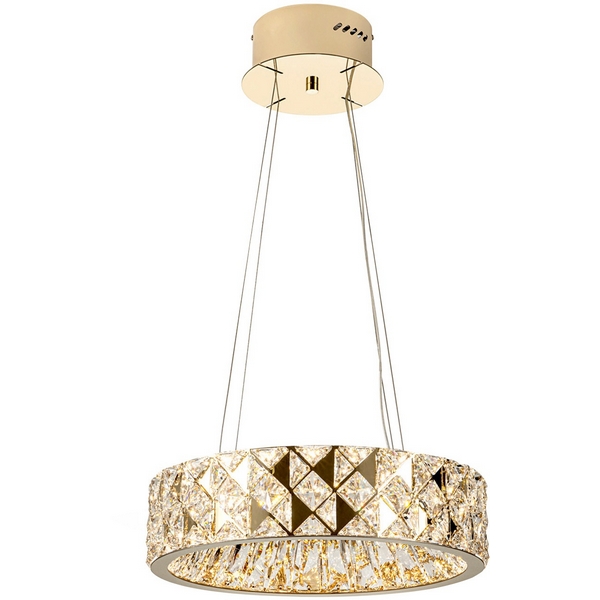 

Подвесная люстра светодиодная хрустальная с пультом с регулировкой цветовой температуры Modelux ML.335.400 GD, Прозрачный;золото, ML.335.400 GD