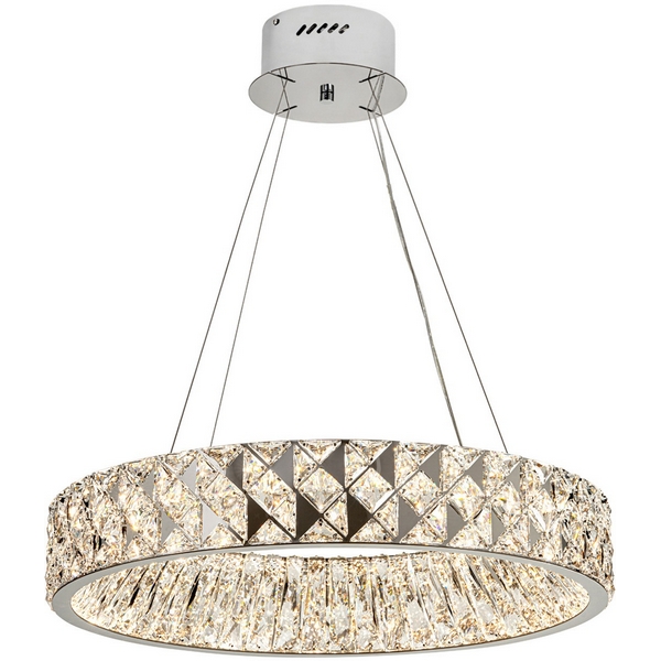 

Подвесная люстра светодиодная хрустальная с пультом с регулировкой цветовой температуры Modelux ML.335.600 CR, Хром;прозрачный, ML.335.600 CR