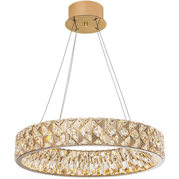 

Подвесная люстра светодиодная хрустальная с регулировкой цветовой температуры Modelux MODELUX ML.335.600 GD, Прозрачный;золото, MODELUX ML.335.600 GD