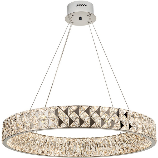 

Подвесная люстра светодиодная хрустальная с пультом с регулировкой цветовой температуры Modelux ML.335.800 CR, Хром;прозрачный, ML.335.800 CR