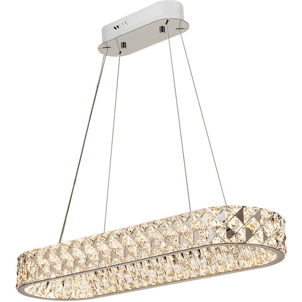 

Подвесная люстра светодиодная хрустальная с пультом с регулировкой цветовой температуры Modelux ML.335.900.300 CR, Хром;прозрачный, ML.335.900.300 CR