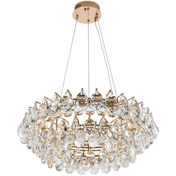 

Подвесная люстра светодиодная хрустальная с пультом с регулировкой цветовой температуры Modelux MODELUX ML.351.600 GD, Прозрачный;золото, MODELUX ML.351.600 GD