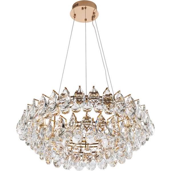 

Подвесная люстра светодиодная хрустальная с пультом с регулировкой цветовой температуры Modelux MODELUX ML.351.800 GD, Прозрачный;золото, MODELUX ML.351.800 GD