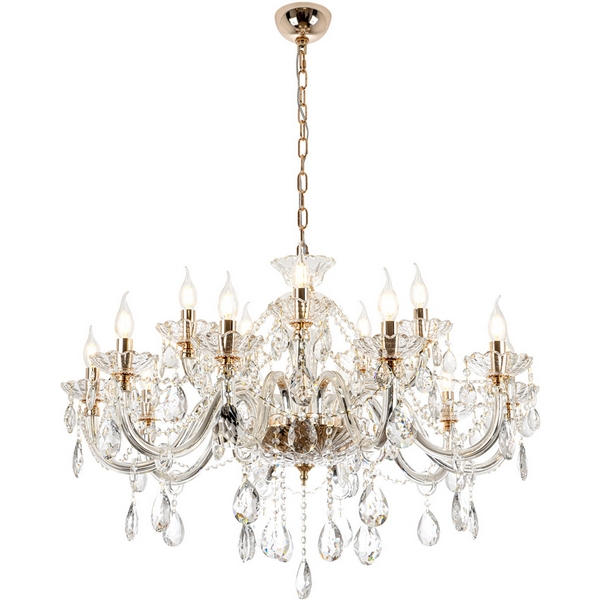 Изображение товара Подвесная люстра Modelux ML.7163.15P с кристаллом K9, золото/прозрачный