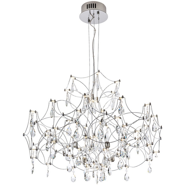 

Подвесная люстра светодиодная хрустальная с пультом с регулировкой цветовой температуры Modelux MODELUX ML.7815.750P CH, Хром;прозрачный, MODELUX ML.7815.750P CH