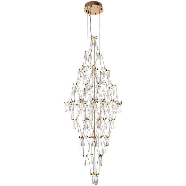 

Подвесная люстра светодиодная хрустальная с пультом с регулировкой цветовой температуры Modelux ML.7826.600P GD, Прозрачный;золото, ML.7826.600P GD