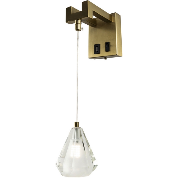 

Бра с выключателем и USB-портом Modelux MODESTYLE MS.88916.01 BS, Латунь, MODESTYLE MS.88916.01 BS