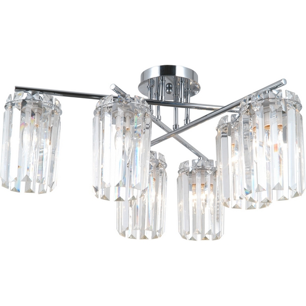 

Потолочная люстра хрустальная на штанге Moderli Everly V10753-6C, Хром;прозрачный, Everly V10753-6C