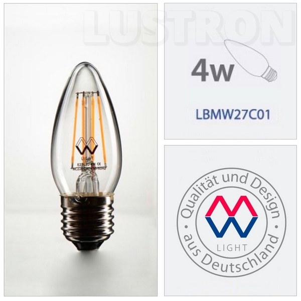 Лампочка светодиодная свеча E27 4W 2700K 330lm LBMW27C01 (MW-Light)