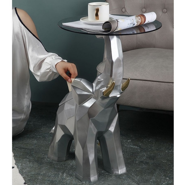 MY-D129 Журнальный столик, статуэтка - слон с подносом (хром) (MY iNTERNO)
