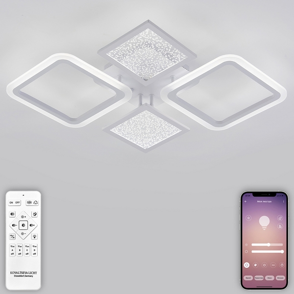 

Потолочная светодиодная люстра Natali Kovaltseva LED LAMPS 81166 с пультом ДУ, моб. приложением 100W, белый, LED (Умный дом), LED LAMPS 81166