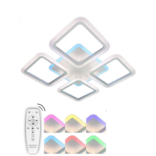

Потолочная RGB люстра светодиодная с ПДУ, регулировка цветовой температуры яркости ночной режим таймер HIGH-TECH LAMPS 82004 Natali Kovaltseva LED, Белый, HIGH-TECH LED LAMPS HIGH-TECH LED LAMPS 82004
