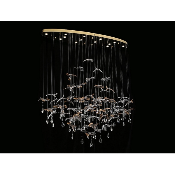 

Потолочная люстра Newport 8200 8220/140 С oval gold polished с подвесками, Прозрачный, 8200 8220/140 С oval gold polished