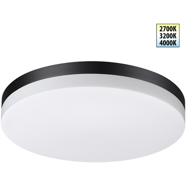 Изображение товара Потолочный светильник уличный светодиодный Novotech Opal 359731 черный с переключателем цветовой температуры и мощности LED 30-35-40 180-265V