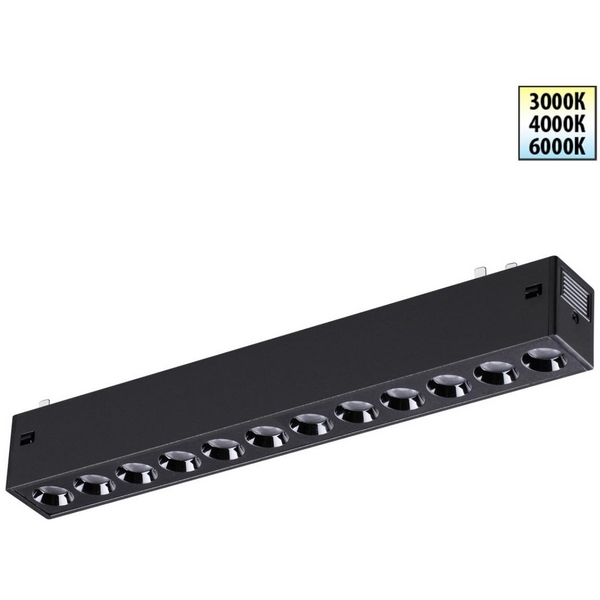 

Трековый светильник однофазный светодиодный Novotech Vector 359930 черный с переключ. цв. темпер. IP20 LED 3000К\4000К\6000К 10W 90-240V, Vector 359930