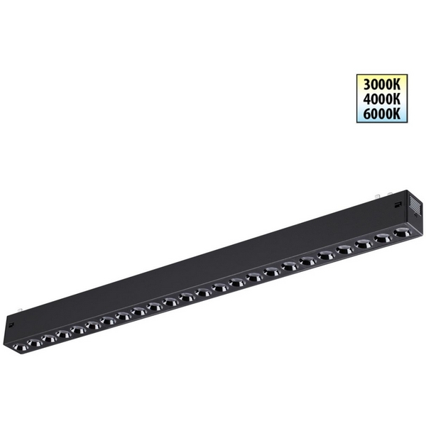 

Трековый светильник трехфазный светодиодный Novotech Vector 359932 черный с переключ. цв. темпер. IP20 LED 3000К\4000К\6000К 24W 90-240V, Vector 359932