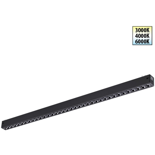 

Трековый светильник трехфазный светодиодный Novotech Vector 359934 черный с переключ. цв. темпер. IP20 LED 3000К\4000К\6000К 30W 90-240V, Vector 359934