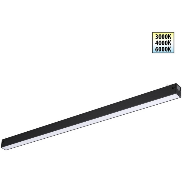 

Трековый светильник трехфазный светодиодный Novotech Vector 359940 черный с переключ. цв. темпер. IP20 LED 3000К\4000К\6000К 30W 90-240V, Vector 359940