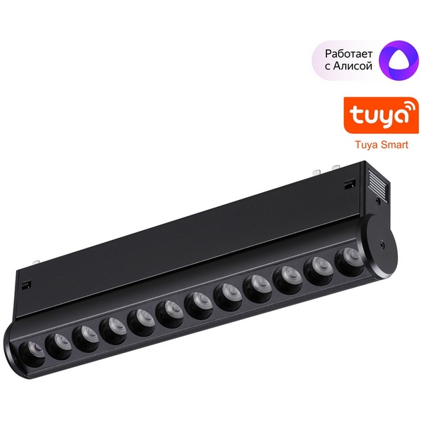 

Трековый светильник однофазный светодиодный Novotech Vector 359947 черный диммир. со сменой цв.температуры, пульт ДУ/Tuya Smart Life LED 10W 90-240V, Vector 359947