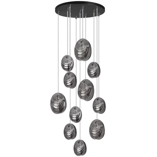 

Подвесная люстра каскадная Odeon Light Mussels 5038/11 черный/дымчатый/металл/стекло G9 11*40W, MUSSELS 5038/11