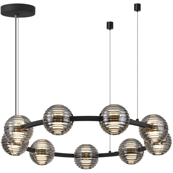 

Подвесной светильник Odeon Light Troni 5041/90L черн./золото/дымчатый/металл/стекло LED 90W 4000К 7751Лм, Troni 5041/90L