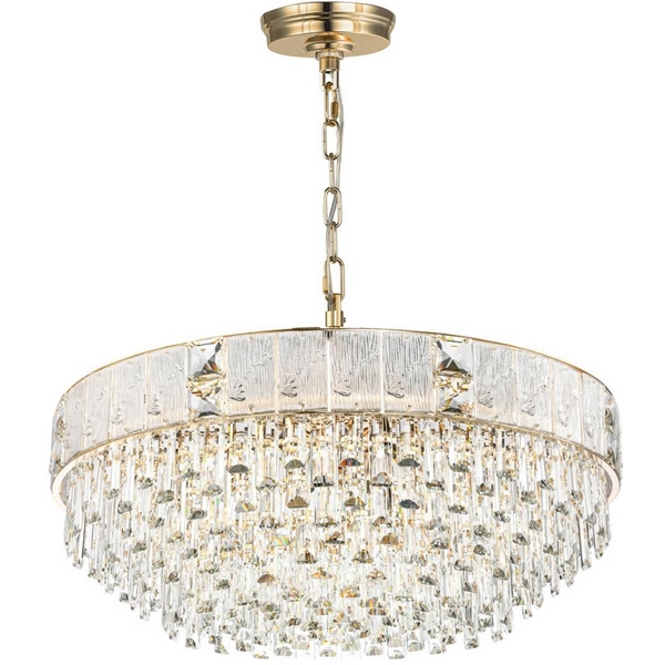 

Подвесная люстра Odeon Light Fiesta 5070/21 золото/прозрачный/матовый/металл/хрусталь/стекло E14 21*40W, Fiesta 5070/21