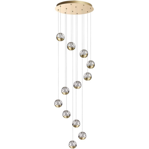 

Каскадная люстра Odeon Light Sono 5101/60L под латунь/прозрачный/акрил LED 60W (12*5W) 4000K, Бронза, Sono 5101/60L