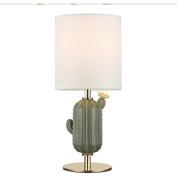 

Настольная лампа Odeon Light Cactus 5425/1TA золотой/зеленый/белый/металл/керамика/ткань E27 1*40W, Cactus 5425/1TA