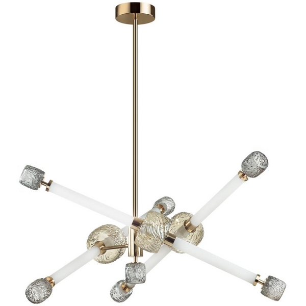 

Потолочная люстра на штанге Odeon Light Kliff 5426/54CL золотой/белый/дымчатый/коньячный/металл/стекло/акрил LED 54W 3000K, Kliff 5426/54CL