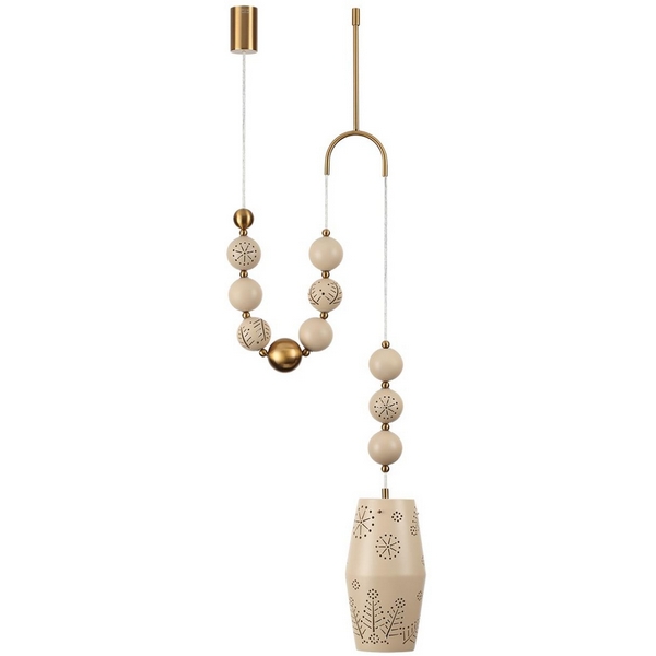 

Подвесной светильник с держателем Odeon Light Karelia 5444/1B бежевый/античная бронза/металл/керамика E27 1*40W, Karelia 5444/1B