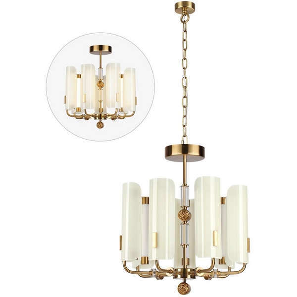 

Подвесная/потолочная люстра Odeon Light Lion 5467/35L белый/коричневый/античная бронза/металл/стекло/декор металл LED x 35W (5W*7) 3000K, Lion 5467/35L