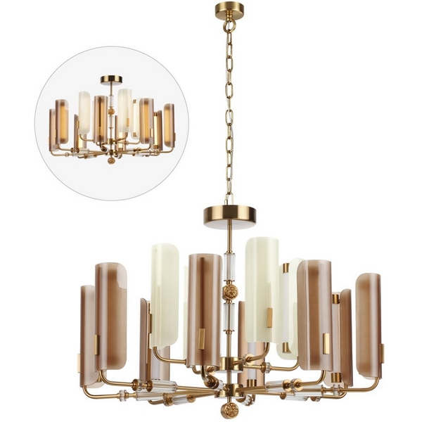 

Подвесная/потолочная люстра Odeon Light Lion 5467/60L белый/коричневый/античная бронза/металл/стекло/декор металл LED x 60W (5W*12) 3000K, Lion 5467/60L