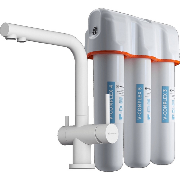 Изображение товара Смеситель для кухни Omoikiri Nagano-WH-P + Pure drop Lite 4054.8028P