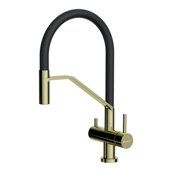 Изображение товара Смеситель для кухни Omoikiri Akeno LG-BL латунь/светлое золото/черный 4994546