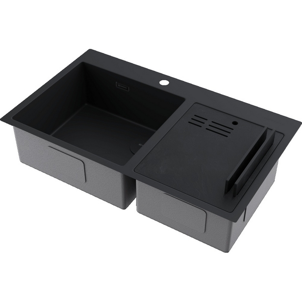 

Кухонная мойка Omoikiri Akisame 86-2 Side-GB нерж. сталь/графит 4997047, Akisame 4997047