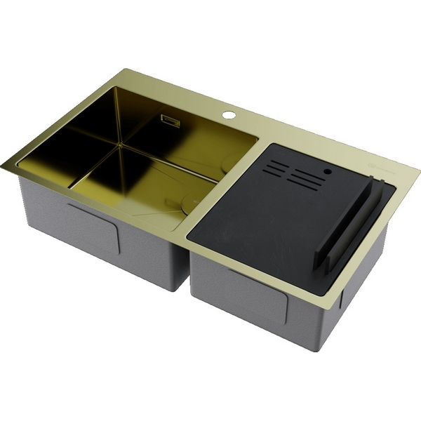 

Кухонная мойка Omoikiri Akisame 86-2 Side-LG нерж. сталь/светлое золото 4997048, Akisame 4997048