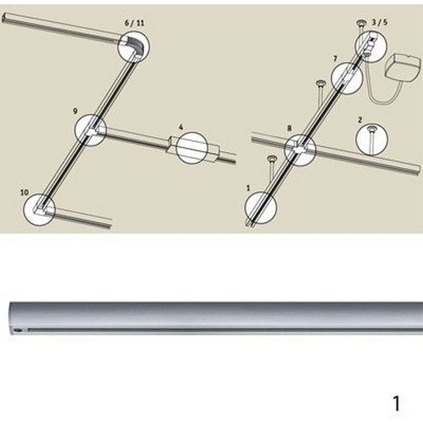 

Однофазный шинопровод накладной 220V Cm Paulmann Urail 96854, Хром, Urail Cm 96854