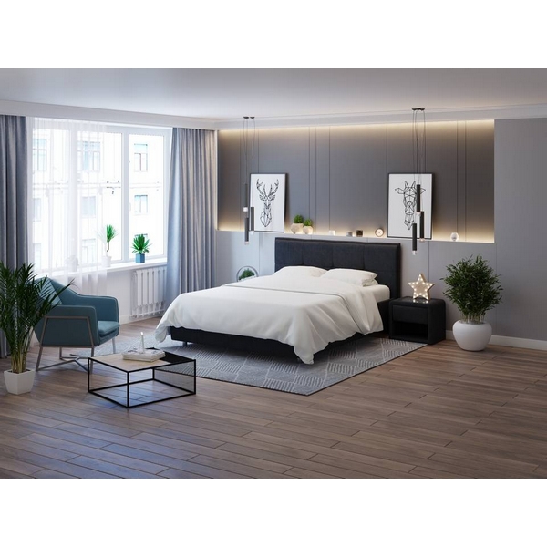 

PROxSON Кровать Lino без основания (Ткань: Рогожка Тетра Графит) 140x200, Серый, Lino 1922775