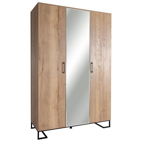 

Шкаф R-Home трехстворчатый с зеркалом Loft Дуб Натур, Бежевый, 4009294h_Натур