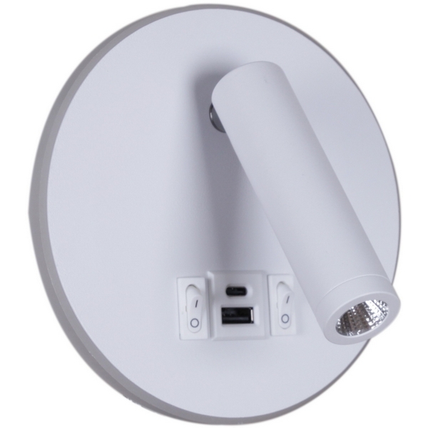 

Настенный светильник светодиодный для чтения с выключателем с портом USB Type A+С Reluce 86203-9.2-001KT LED12W+USB WT, Белый, 86203-9.2-001KT LED12W+USB WT