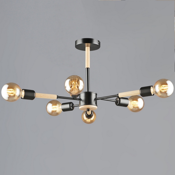 

Потолочная люстра на штанге Reluce 99960-0.3-06 BK+WOOD, Древесный, 99960-0.3-06 BK+WOOD