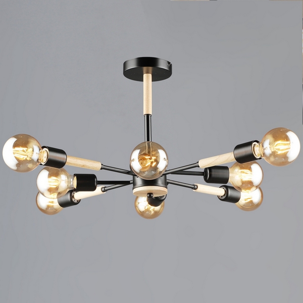 

Потолочная люстра на штанге Reluce 99960-0.3-08 BK+WOOD, Древесный, 99960-0.3-08 BK+WOOD