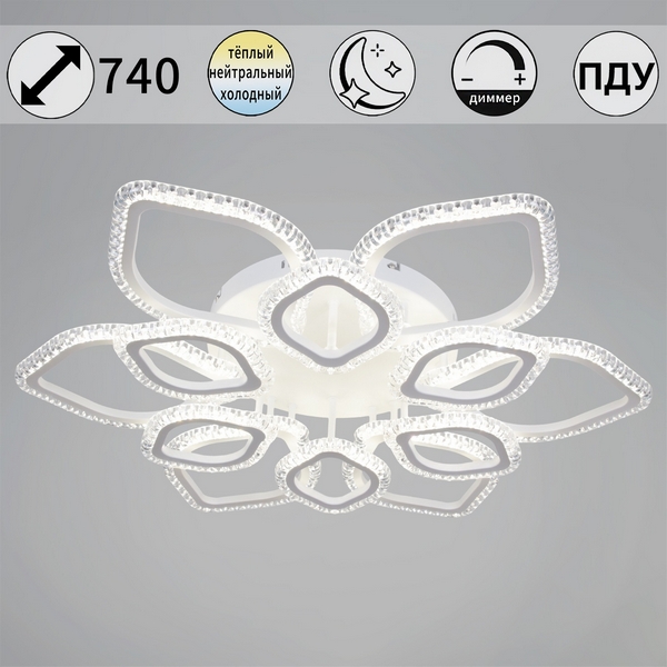 Изображение товара Светодиодная потолочная люстра с пультом регулировки цвета и яркости Reluce 56890-0.3-6+6A WH