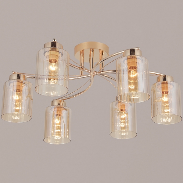 Изображение товара Потолочная люстра на штанге Reluce 35670-0.3-06 в стиле модерн, 6 ламп, золото