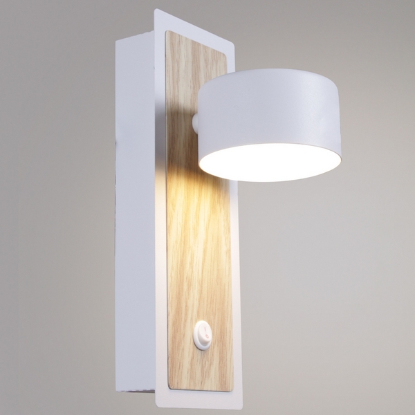 Изображение товара Настенный светильник Reluce 12540-0.2-01 WH+WOOD со светодиодом стиль современный