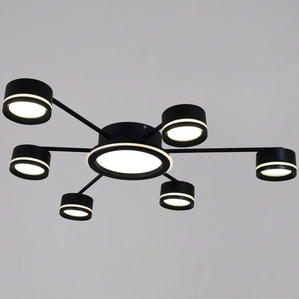 Изображение товара Потолочная люстра Reluce 20590-0.3-3+3+1 Black с LED-абажурами Изображение товара Потолочная люстра Reluce 20590-0.3-3+3+1 Black с LED-абажурами
