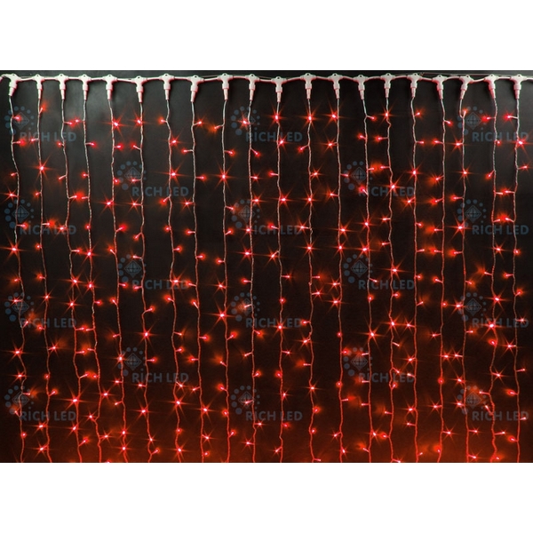 

Гирлянда светодиодная Занавес красная 220B, LED, провод белый, IP65 Rich LED RL-C2*3-CW/R, RL-C2*3-CW/R