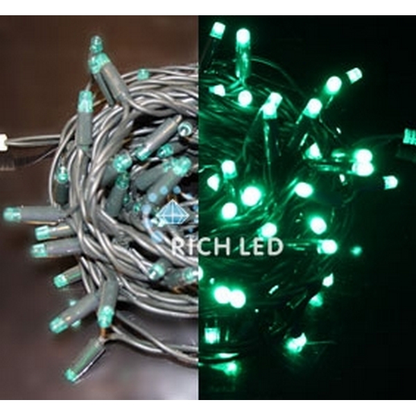 

Гирлянда светодиодная зеленая постоянного свечения 220B, LED, провод зеленый, IP65 Rich LED RL-S10C-220V-C2G/G, RL-S10C-220V-C2G/G